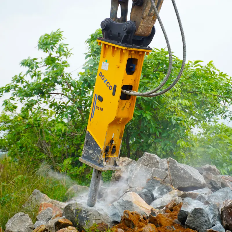 DOZCO D110 rock breaker in use