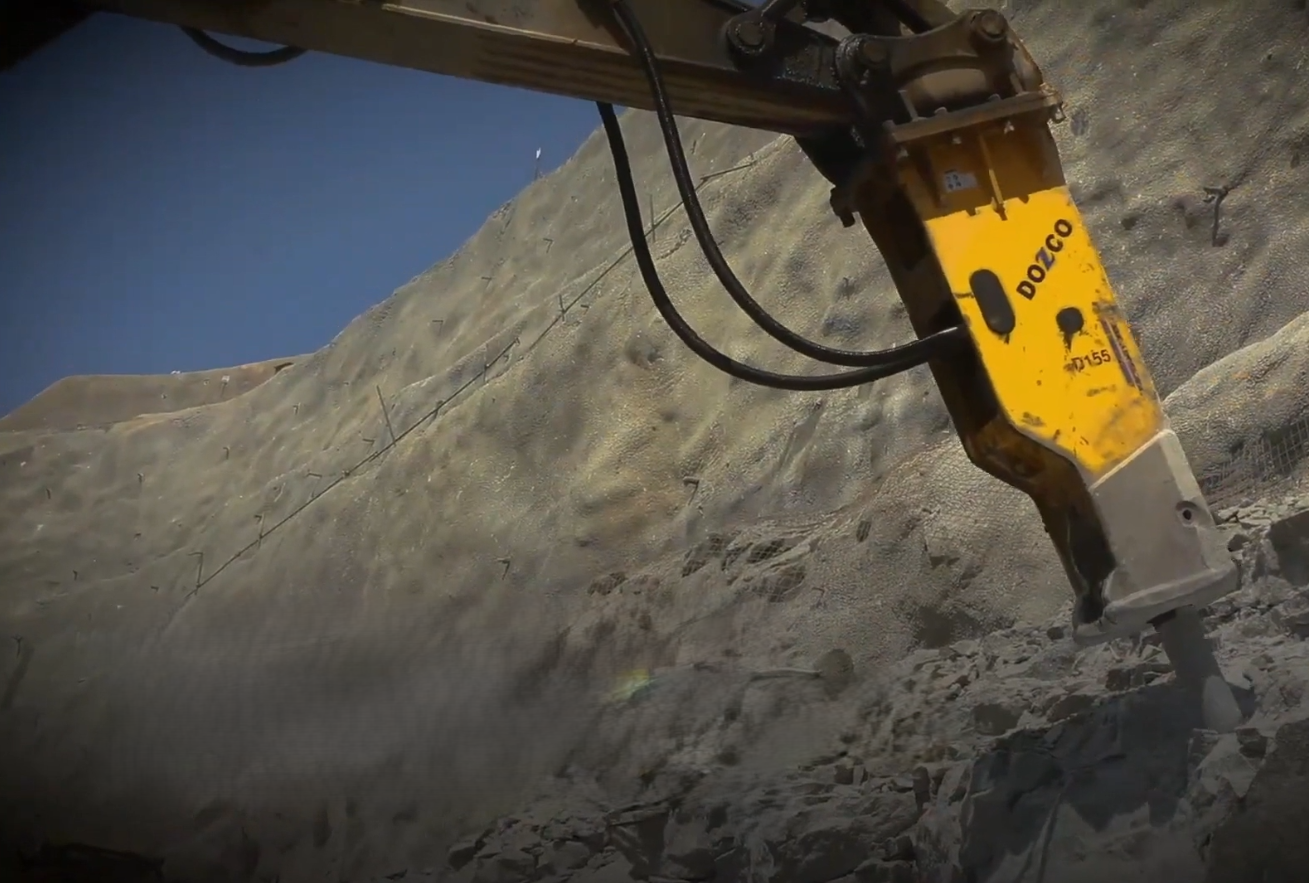 DOZCO D155 rock breaker working in a quarry