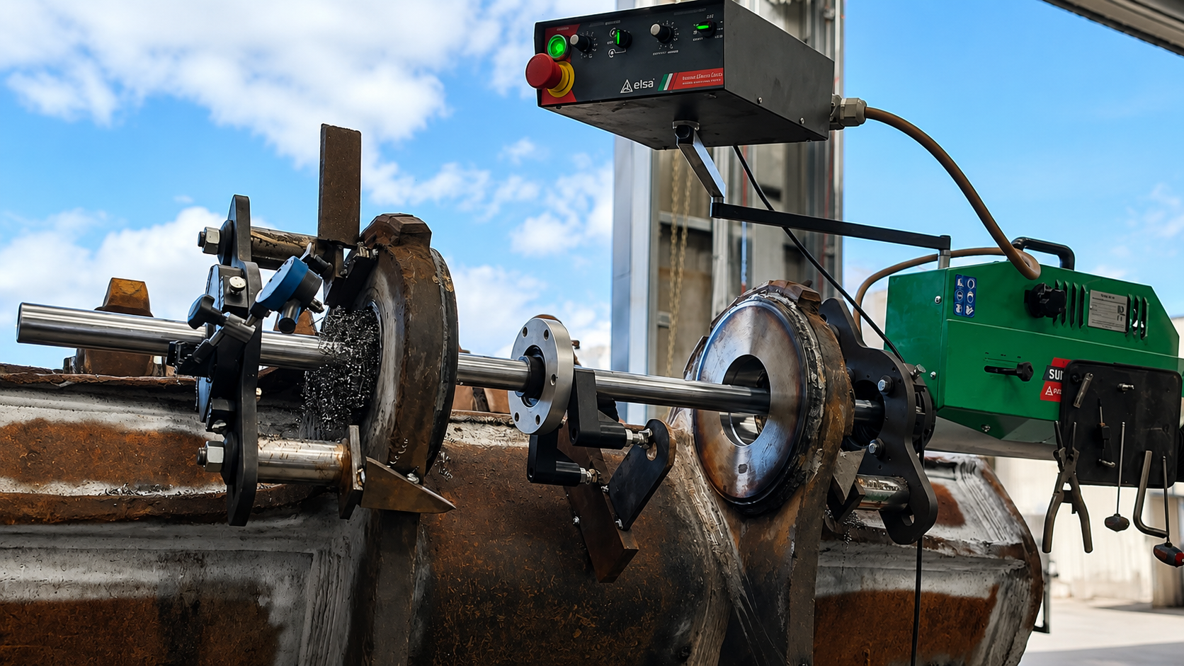 Line boring machine and boring bar set up in the McCarthy workshop