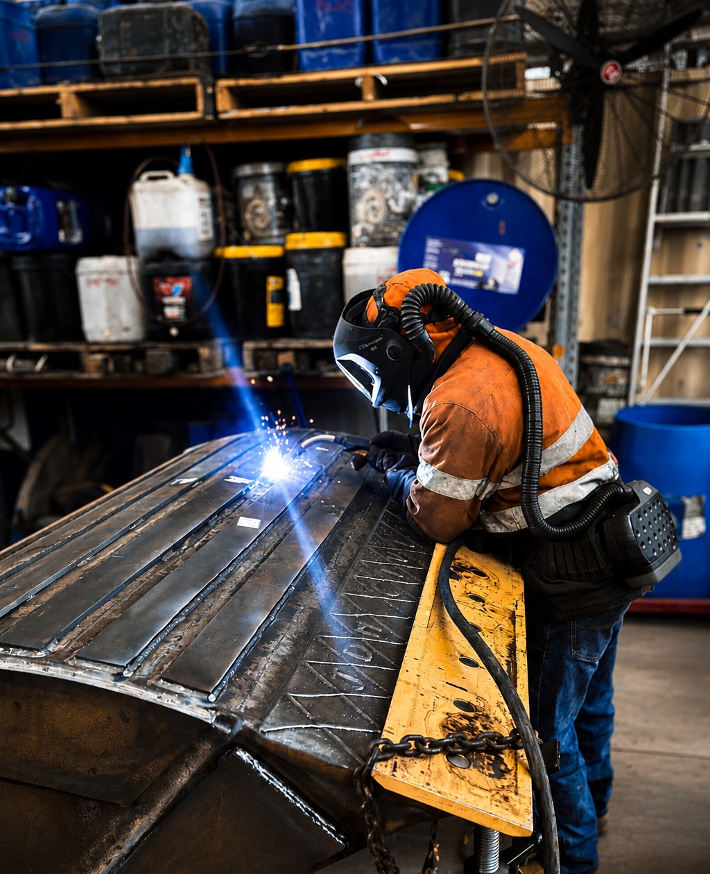 McCarthy welder completing a heavy fabrication repair